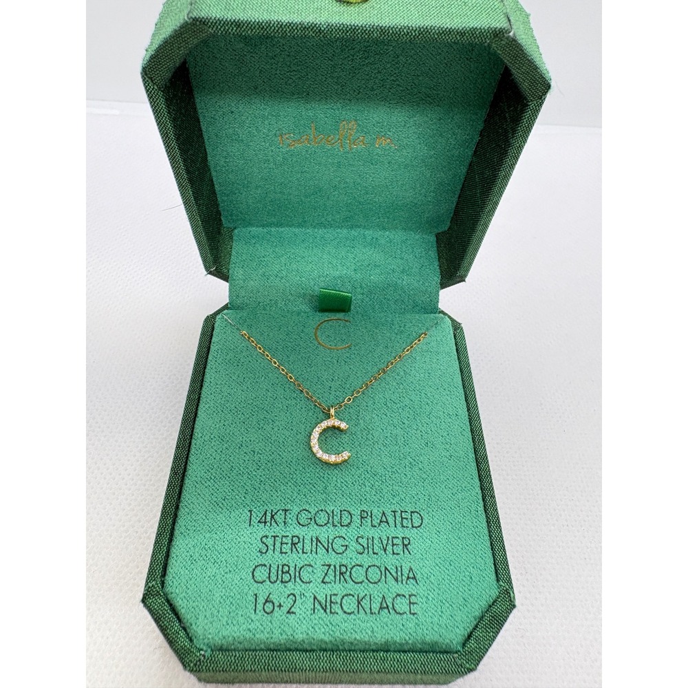 Isabella M 14KT Gold Plated Sterling Silver Cubic Zirconia Initial C Necklace‎